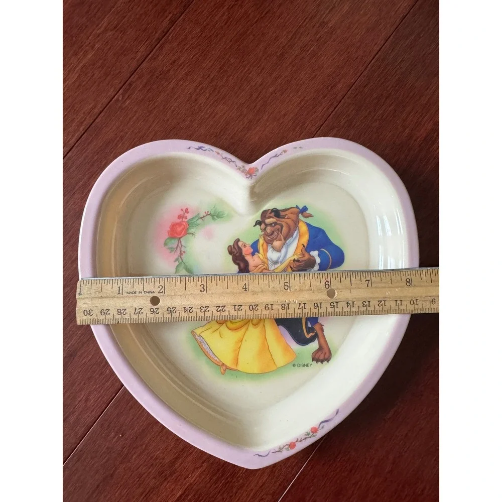 Disney Beauty and the Beast Heart Shaped Melamine Plate Elandia Vintage Belle